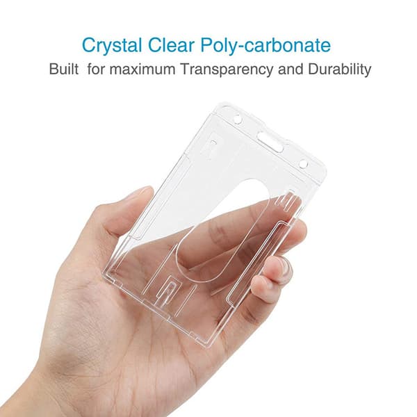5 st Dual Card med tumgrepp kortficka PC plast transparent