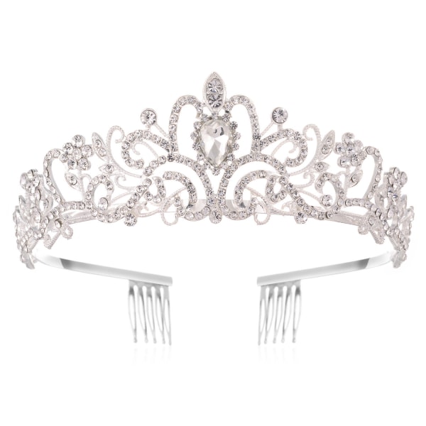 Silver Crystal Tiara för Kvinnor och Flickor