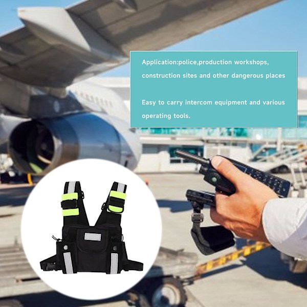 Walkie Talkie Seleväst Radioväskor, Justerbar Nylon Bröstväska, Universal Radioväst, Grön Reflexväst, för Motorola, för TYT