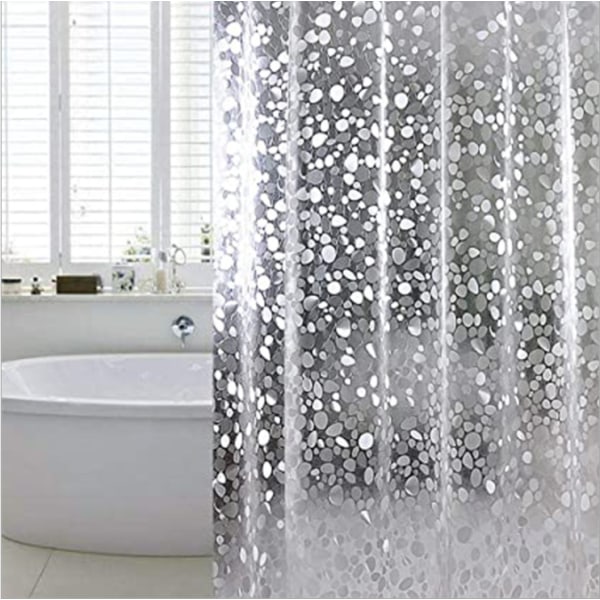 Peva Waterproof Pebble Shower Curtain 1.8mx2m Translucent Clear Shower Curtain