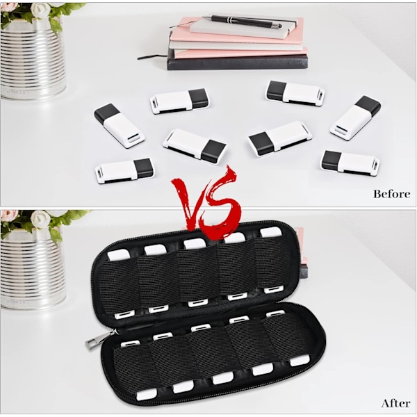 USB-minnesväska Svart 10 Fack Vattentät USB-minnesfodral Elektroniska Tillbehör Bärbar Organizer för USB-minnen/Pennor