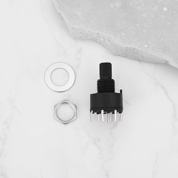 4st 5-läges Vridströmbrytare 16mm 1 Pol med Bricka och Plastmutter Rund Axel Strömbrytarhandtag Längd 15mm Svart RS16