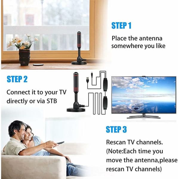 Digital stangantenne, bærbar TV-antenne med magnetisk base, Powe