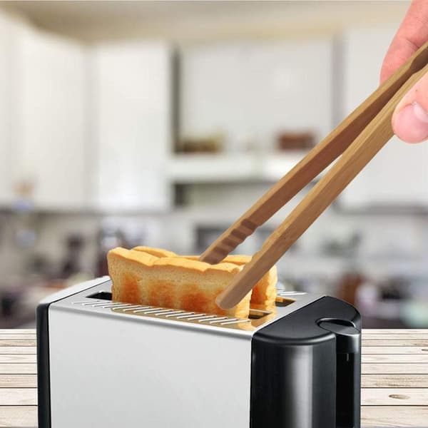 3 stk. genanvendelige bambus-toasttænger - Træ-toasttænger til