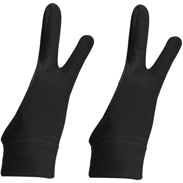 2 stk sort to-finger handske til grafik tegnetablet lysboks
