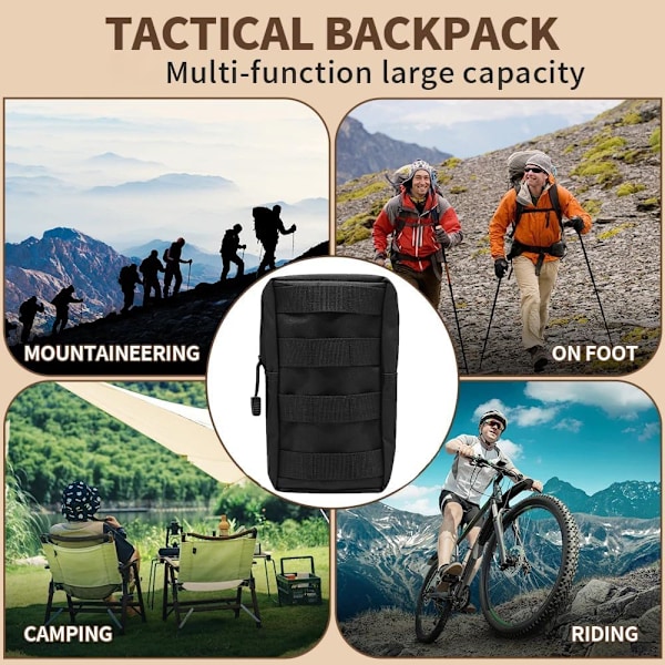 2 st Taktisk Molle-ficka Militär Midjeväska EDC-ficka för Vandring Trekking Camping Taktisk Molle Sub Abdominal Bärväska med Kardborreband för Ve