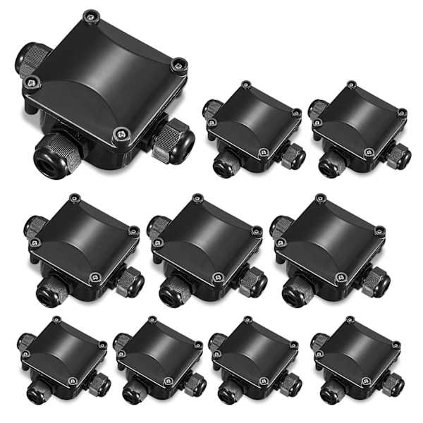 Junction Box, 10Pcs Junction Box, IP68 3 Way Waterproof Connector, Outdoor Waterproof, for Cable Diameter 5.5-10mm