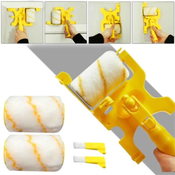 Clean Cut Paint Edger Roller Brush, Multifunksjonell Avtakbar Rengjøringsbørste Sikre Verktøy for Vegg Tak 1 Sett Langt Håndtak