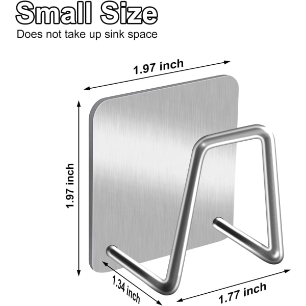 2 st diskställ för köksho, 304 rostfritt stål starkt självhäftande diskställ, vattentät rostfri anti-avfall enkel installation (silver)