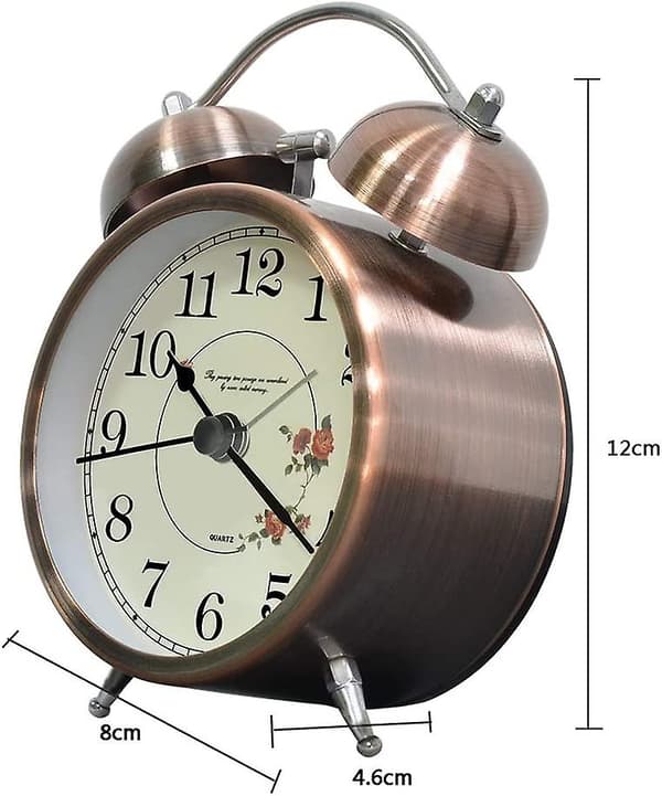 Klassinen kelloherätyskello, Vintage Retro Silent Alarm Clock, Lumin
