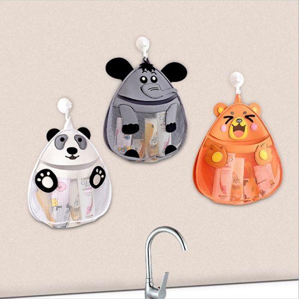 Mesh Badleksaksarrangör Badleksakspåsar Badprodukt Förvaringsväska med starka krokar (Panda)
