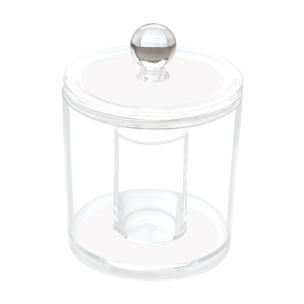 Box för bomull och bomullspinnar med lock, transparent, dimension