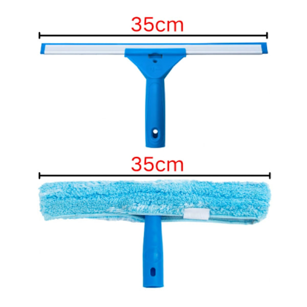 Professionell fönsterskrapa med mikrofiberborste, bredd 35 cm, fönsterskrapa för dusch, badrum, bil, fönster