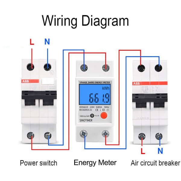 DDS6619-013 Hushåll Enfas 2P Rail Multifunktion Återställbar Batterimätare Universell Digital Elektronisk Timer - Transparent Hölje