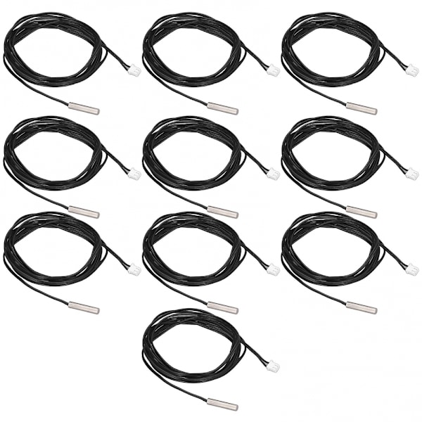 NTC-termistor-sensor 15K B3950 Temperatursensor 10 stk sylindrisk hode 5x25mm 2 meter kabel