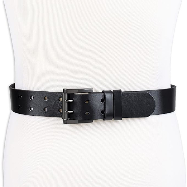 Herr Dubbelspänne Casual Bälte ren kohud bälte herr äkta läder handgjord bälte svart 45.27inch