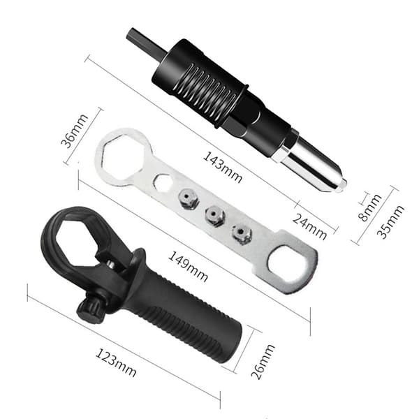 Rivetpistol Adapter Elektrisk Rivet Profesjonell Håndmutter for Cordle