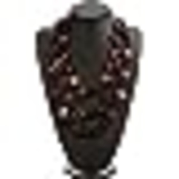 Kvinder Retro Bohemia Style halskæde håndstrikkede træperler med Shell Charms
