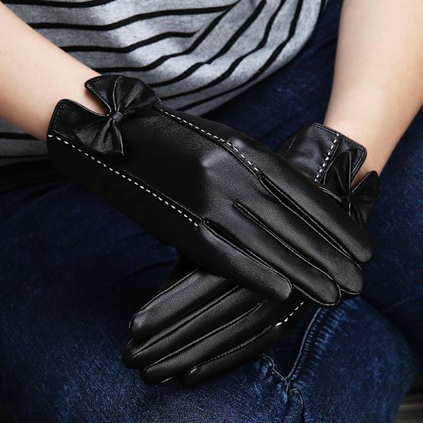 1 par PU-handsker til kvinder - Enkle og elegante varme handsker til