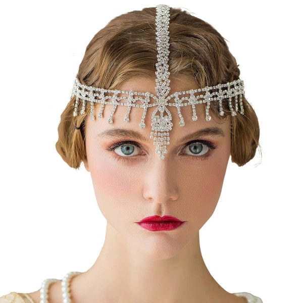 1920'er Pandebånd Great Gatsby Hovedbeklædning Rhinestone 1920'er Pandebånd Flapper Hår Tilbehør til Kostumefest Hovedbeklædning