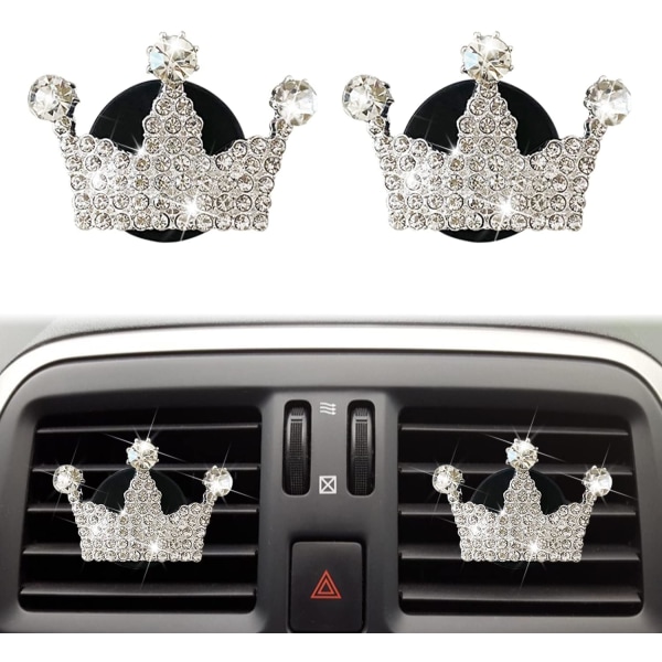 Bling Crown Vent Clips, 2 Stk Crystal Crown Car Diffuser Vent Clip