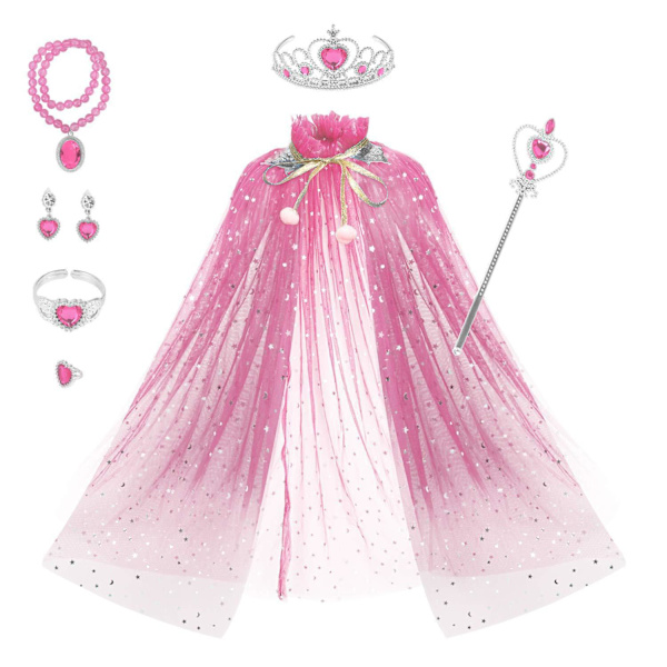1 bit Frozen Princess Cape Set för flickor Mjukt garn enfärgad