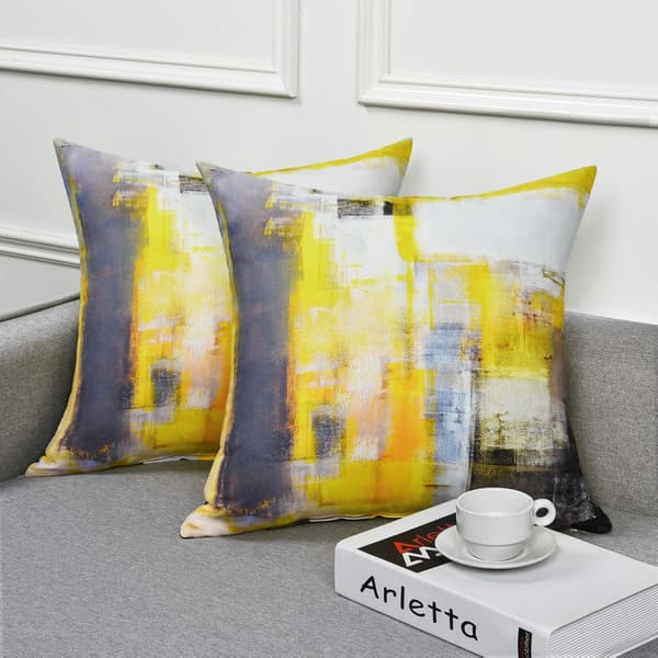 2-pack dekorativa gula och gråa örngott 45,7 x 45,7 cm