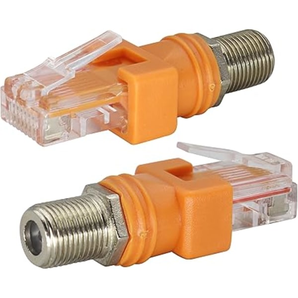 RJ45 Han til Hun RF Ethernet Koaksial Konverter Adapter til Linjetestere, Linjefindere, Linjedetekter og andet Detektorudstyr (2-pak/F til RJ