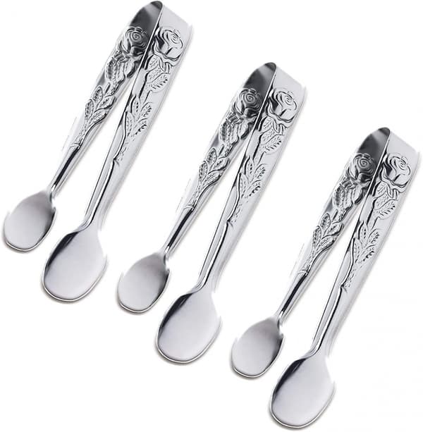 3 st Mini serveringsklämmor, 4 tum Ros rostfritt stål (silver)
