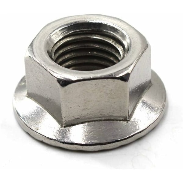 M14 304 Rustfritt Stål Sekskant Flensmutter Låsemuttere (10 Pakk)