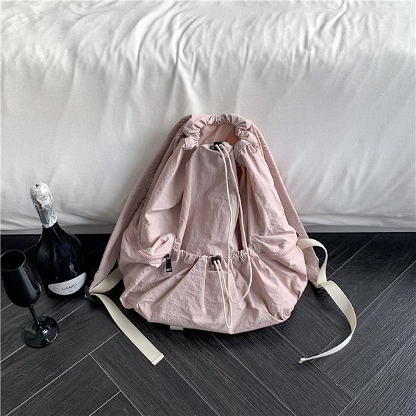 Nylon Ryggsekk for Kvinner Menn Lett Snøring Ryggsekk Utendørs Reise Dagstursekk Casual Ryggsekk for Gym Sport（PINK）