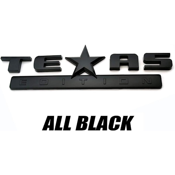 2 stk. Helt sort 3D Texas Edition-emblem, der er kompatibel med Chevy S