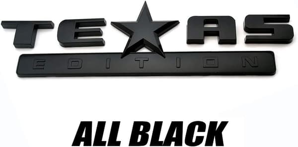 2 stk. Helt sorte 3D Texas Edition-emblem kompatibel med Chevy S