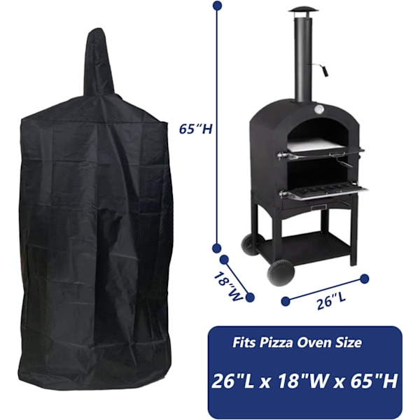 Pizzaovnsdeksel, Vanntett Oxford-stoff Beskyttende Deksel for Kull, Brødovner, Grill (165x65x45cm)