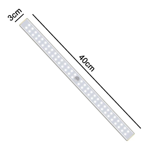 2-pakning LED-skaplys, 60 LED-er oppladbart bevegelsessensorlys