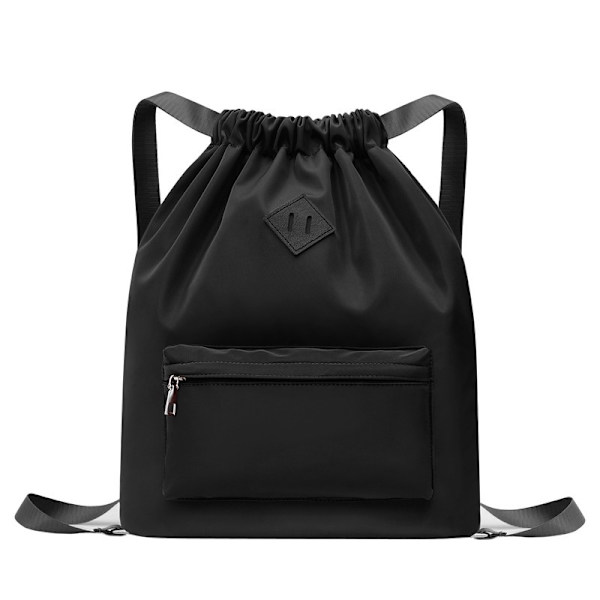 Stor Kapacitet Nylon Snørebånd Sports Rygsæk Anti-tyveri Casual Rygsæk Fashion Skuldertasker sort 32*42*15cm