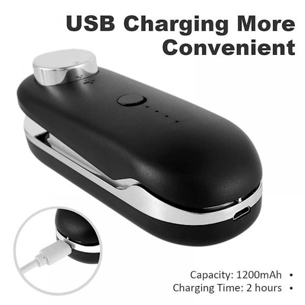 Mini Folieforsegler 2 i 1 Poseforsegler med Kutter, USB Oppladbar Poser Plastposer Sveisemaskin