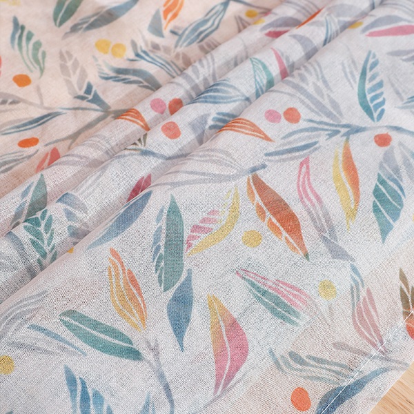 Amerikansk lantlig rustik polyester och linne tryckt små blad
