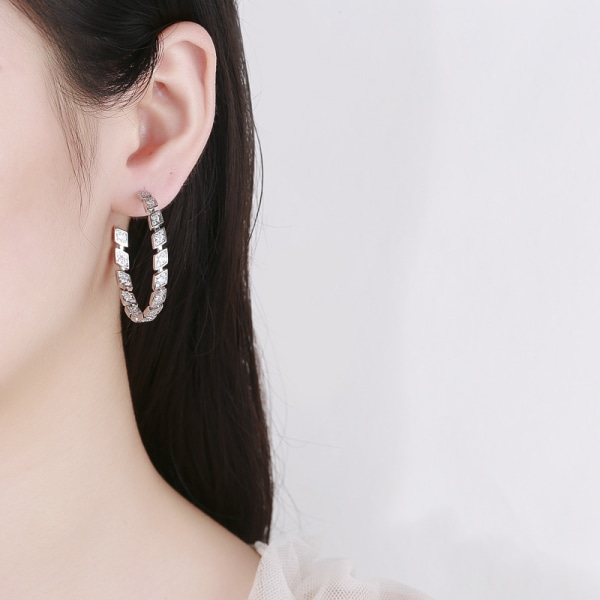 Hoops Big Round Loops Örhängen Paved Zircon Halo Women Ear Jeweler