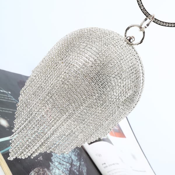 Sølv Diamanter Rhinestone Rund Bold Aften Tasker Til Kvinder Mode Mini Kvast