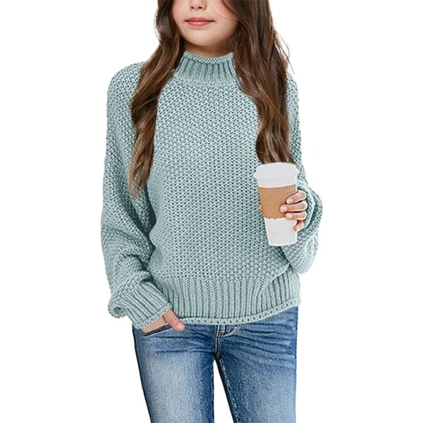 Jenter Turtleneck gensere Barn Batwing Sleeve Strikke klær Chunky