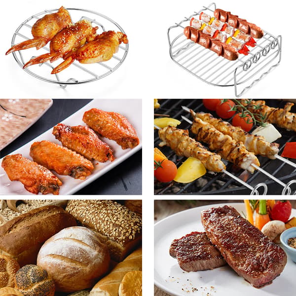 Tilbehør til luftfrityrkoker i rustfritt stål, grill i rustfritt stål