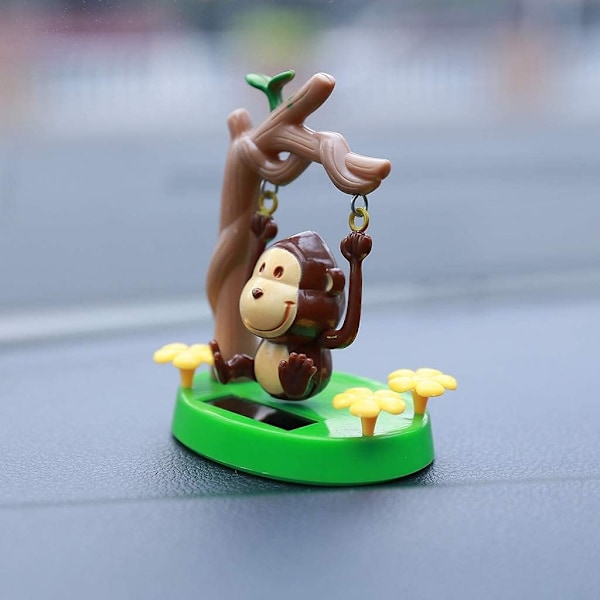 Solcelledrevet dansende dyrefigur Bobblehead Swing Monkey Swinging Ani