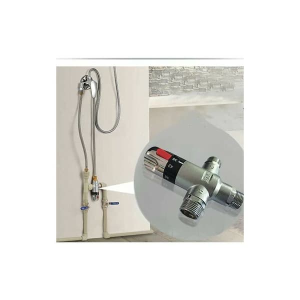 Termostatisk blandebatteri, Solid Brass 3-veis termostatisk blandebatteri Temperaturkontrollventil for dusjsystem