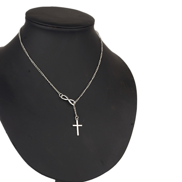 2pack-Silver Plated Simple Cross Pendant Choker Necklace Simple Tiny Necklace för kvinnor flickor