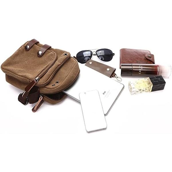 Liten vintage canvas resväska miniväska axelväska crossbody handväska