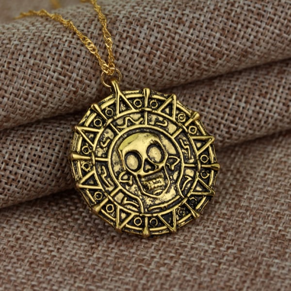 Pakke med 2 Pirates of The Necklace Skull Coin Halskæde