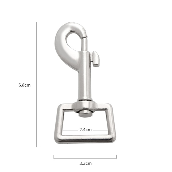 10-pakning 6,8*3,3 cm kraftige nikkelbelagte svingbare karabinkroker for kjæledyr