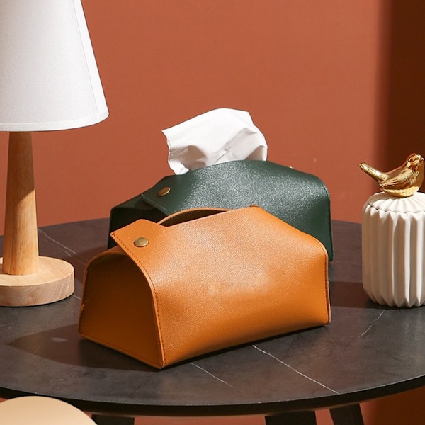Læder Tissue Box Cover Rektangulær, PU Læder Tissue Box Holder