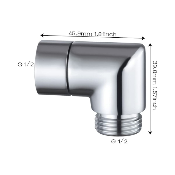 2 stk 90°/135° vinkelbøyd dusjhodeadapter, messing hånddusjadapter, B